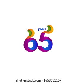 65 Years Anniversary Celebration Elegant Blue Vector Template Design Illustration