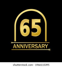 65 years anniversary celebration with elegant golden color and ring for anniversary celebration