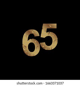 65 Years Anniversary Celebration Gold Vector Template Design Illustration