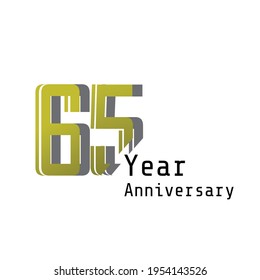 65 Years Anniversary Celebration Gold White Background Color Vector Template Design Illustration