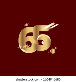65 Years Anniversary Celebration Gradient Gold Number Vector Template Design Illustration