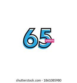 65 Years Anniversary Celebration Line Vector Template Design Illustration