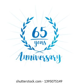65 years anniversary celebration logo. Anniversary watercolor design template. Vector and illustration.