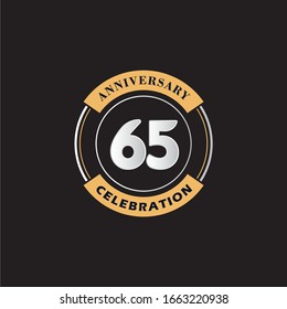 65 Years Anniversary Celebration Logo Vector Template Design 