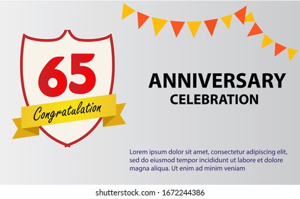 65 years anniversary celebration logo vector template design