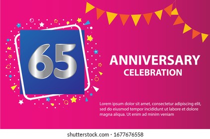 65 years anniversary celebration logo vector template design