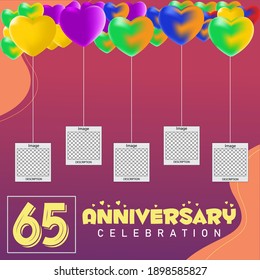 65 Years Anniversary Celebration Logo Vector Template Design