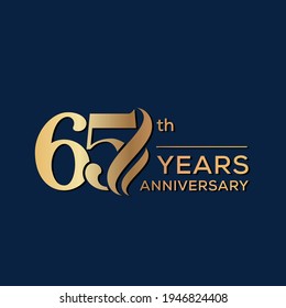 65 Years Anniversary Celebration. Anniversary logo and elegance golden color isolated on black background, vector design