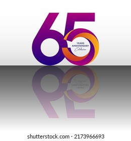 65 years anniversary celebration logo design template vector