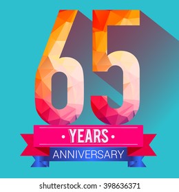 65 Years Anniversary celebration logo. with colorful polygonal.