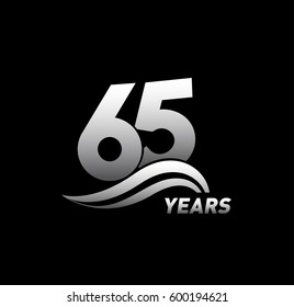 65 Years Anniversary Celebration logo Design with black white color