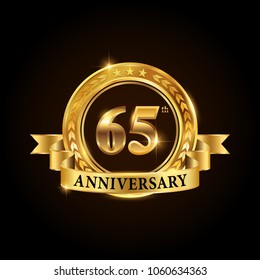 65 Years Anniversary Celebration Logotype Golden Stock Vector (Royalty ...