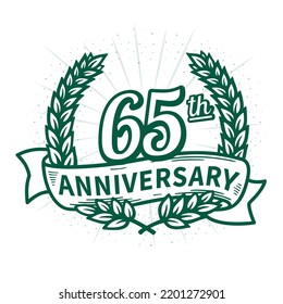 65 years anniversary celebration logotype. 65th anniversary logo. Vector and illustration.