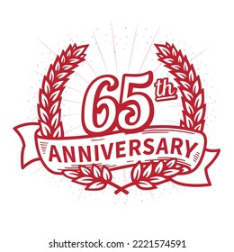 65 years anniversary celebration logotype. 65th anniversary logo. Vector and illustration.