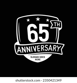 65 years anniversary celebration shield design template. 65th anniversary logo. Vector and illustration.