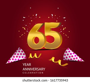65 Years Anniversary Celebration Vector Template Design Illustration