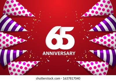 65 Years Anniversary Celebration Vector Template Design Illustration