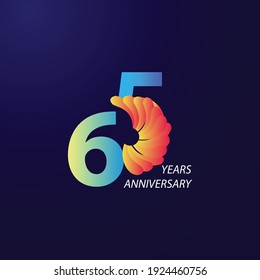 65 Years Anniversary Celebration Vector Template Design Illustration