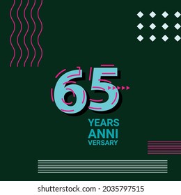 65-jährige Jubiläumsfeier Vektor Template Design Illustration