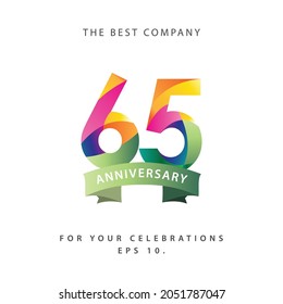 65 Years Anniversary Celebration Vector Template Design Illustration