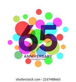 65 Years Anniversary Celebration Vector Template Design Illustration