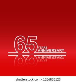 65 years anniversary, contour silhouette of a number with reflection