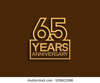 65 years anniversary design line style with square golden color for celebration event