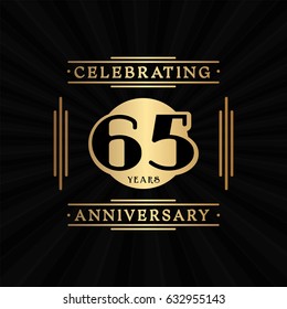 65 years anniversary design template. Vector and illustration.

