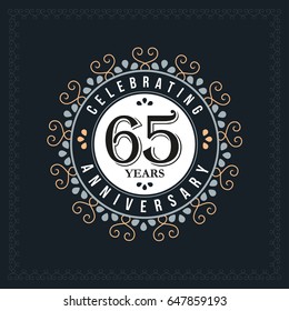 65 years anniversary design template. Vector and illustration. celebration anniversary logo. classic, vintage style