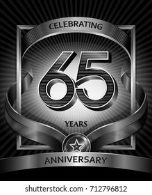 65 years anniversary design template for invitation, advertising, banner, vector design