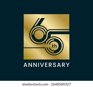 65 Years Anniversary design vector illustration. Unique 65 years logo design template. In square shape