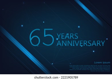 65 Years Anniversary. Geometric anniversary greeting banner. Poster template for celebrating anniversary event party. Vector illustration