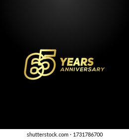 65 Years Anniversary Gold Line Number Vector Design