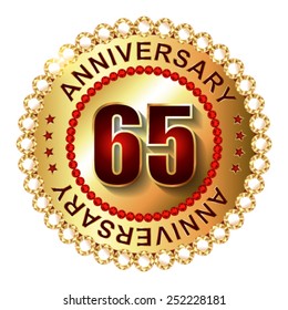 65 Years anniversary golden label. 