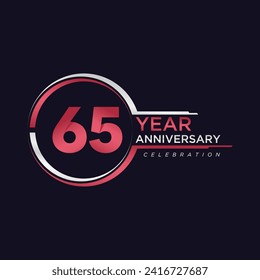 65 years anniversary golden pink color with circle ring isolated on black background for anniversary celebration event