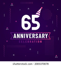 65 years anniversary greetings card, 65 anniversary celebration background free vector.