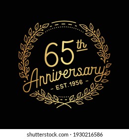 65 years anniversary logo collection. 65th years anniversary celebration hand drawn logotype. Vector and illustration.