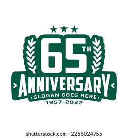 65 years anniversary logo design template. 65th anniversary celebration logotype. Vector and illustration.