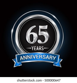 65 Years Anniversary Logo Silver Ring Stock Vector (Royalty Free ...