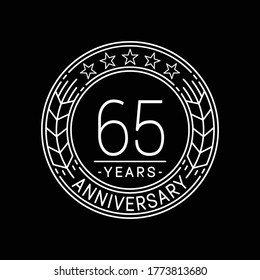Plantilla de logotipo de 65 años. 65ª línea de arte vector e ilustración.