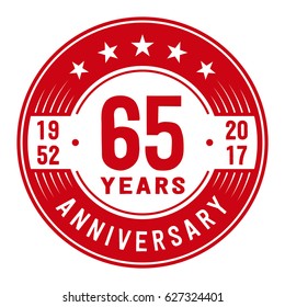 65 years anniversary logo template. Vector and illustration.