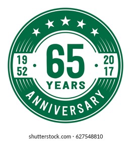 65 years anniversary logo template. Vector and illustration.