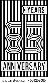 65 years anniversary logo. Vector and illustration. Line art anniversary design template.