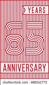 65 years anniversary logo. Vector and illustration. Line art anniversary design template.