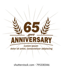 65 years anniversary logo. Vector and illustration.