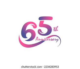 65 Jahre Jubiläum-Logo. 65. Jubiläumsvorlagendesign für Kreativposter, Flyer, Faltblatt, Einladungskarte