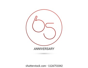 65 Years Anniversary logotype with rounded and simple red colored font numbers isolated on white background for company celebration event, birthday