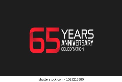 65 years anniversary logotype simple design with red and white color isolated on black background