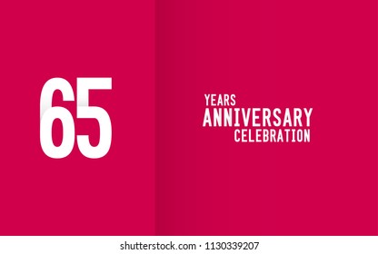 65 Years Anniversary logotype with white flat colored font  for company celebration event, birthday