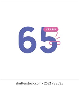 65 años de aniversario de diseño de números de estilo plano Colección Vector Plantilla Ilustración